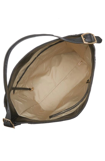 Shop Brahmin Parin Suede & Croc Embossed Leather Bucket Bag In Black