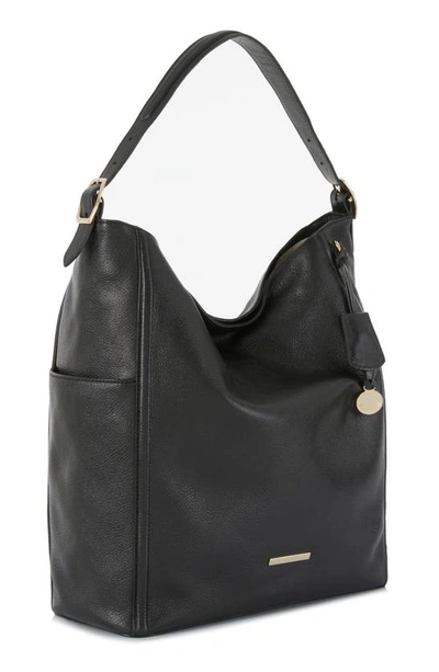 Shop Brahmin Parin Suede & Croc Embossed Leather Bucket Bag In Black