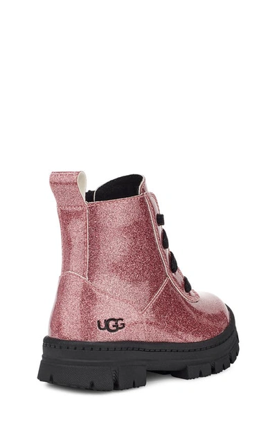 Shop Ugg Ashton Glitter Combat Boot In Glitter Pink
