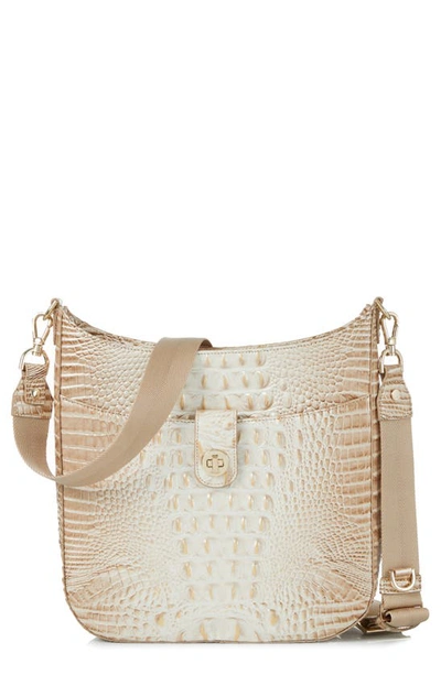 Shop Brahmin Leia Croc Embossed Leather Crossbody Bag In Contour