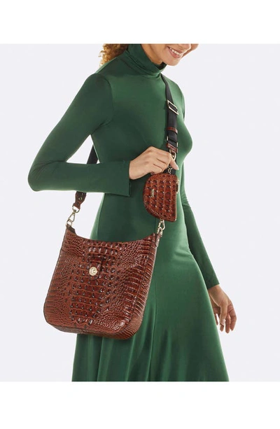 Shop Brahmin Leia Croc Embossed Leather Crossbody Bag In Contour
