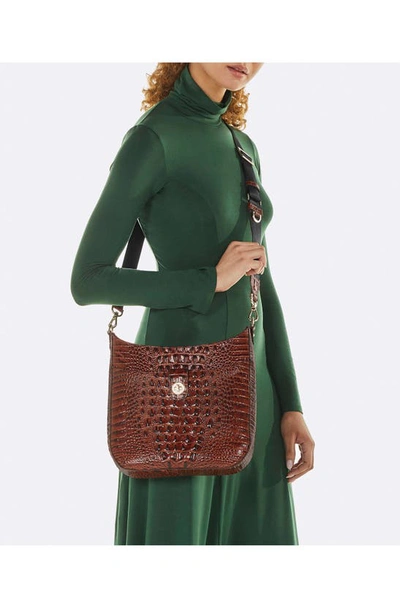 Shop Brahmin Leia Croc Embossed Leather Crossbody Bag In Contour