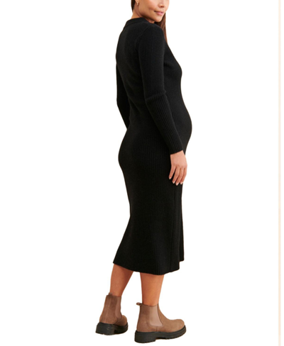 Shop Emilia George Maternity Jolie Sweater Dress In Black