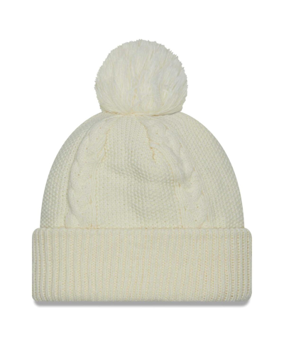 Shop New Era Women's  White Usmnt Cabled Cuffed Knit Hat With Pom