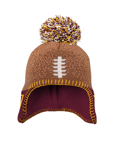 Shop Outerstuff Infant Boys And Girls Brown Washington Commanders Football Head Knit Hat With Pom