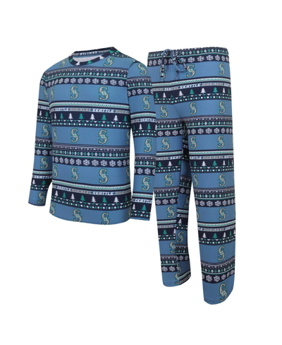 Concepts Sport Men's  Navy Seattle Mariners Knit Ugly Sweater Long Sleeve Top And Pants Set In Navy