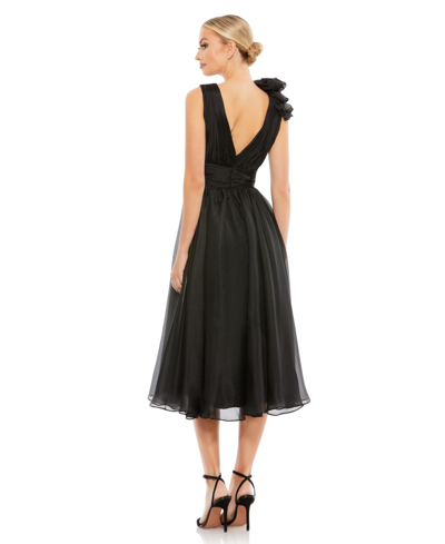 Shop Mac Duggal Women's Plunging Ruffled A-line Cocktail Dress In Black
