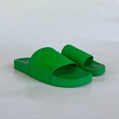Pre-owned Bottega Veneta Green Rubber Slides, 41