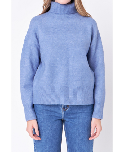 Shop English Factory Women's Turtleneck Long Sleeve Sweater In Blue