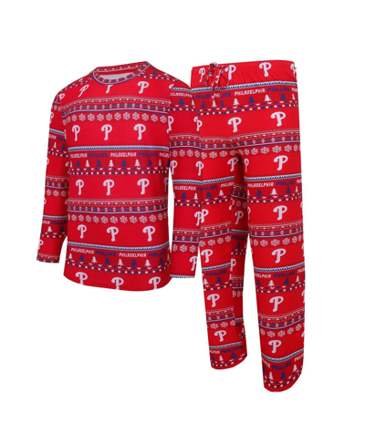 Shop Concepts Sport Men's  Red Philadelphia Phillies Knit Ugly Sweater Long Sleeve Top And Pants Set