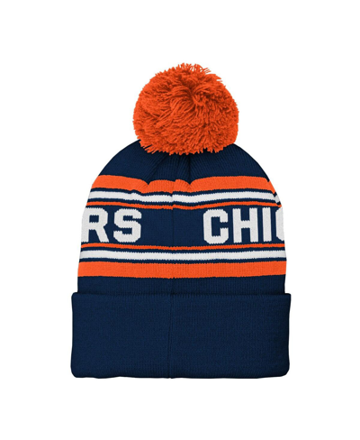 Shop Outerstuff Preschool Boys And Girls Navy Chicago Bears Jacquard Cuffed Knit Hat With Pom