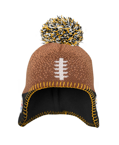 Shop Outerstuff Infant Boys And Girls Brown Pittsburgh Steelers Football Head Knit Hat With Pom