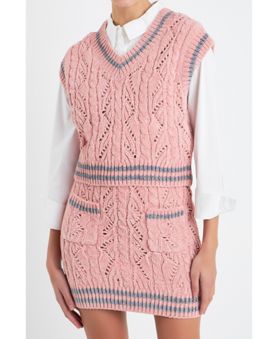 Shop English Factory Women's Chenille Contrast Vest In Pink,grey