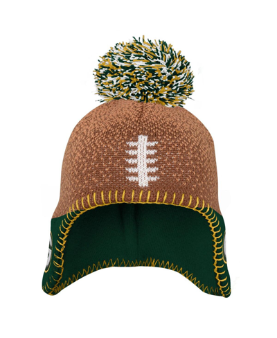 Shop Outerstuff Infant Boys And Girls Brown Green Bay Packers Football Head Knit Hat With Pom