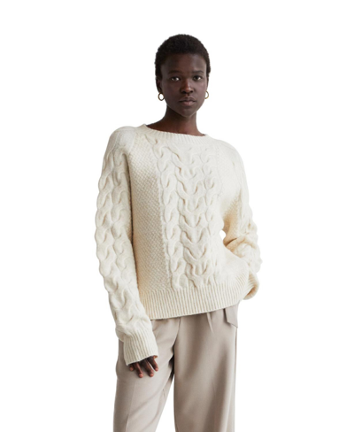 Shop Crescent Women's Joie Cable Knit Sweater In White + Pearl