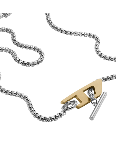 Shop Diesel Men's Two-tone Stainless Steel Choker Necklace In Silver