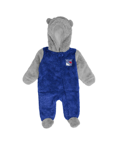 Outerstuff Newborn And Infant Boys And Girls Blue New York Rangers Game Nap Teddy Fleece Bunting Full-zip Sleep In Blue