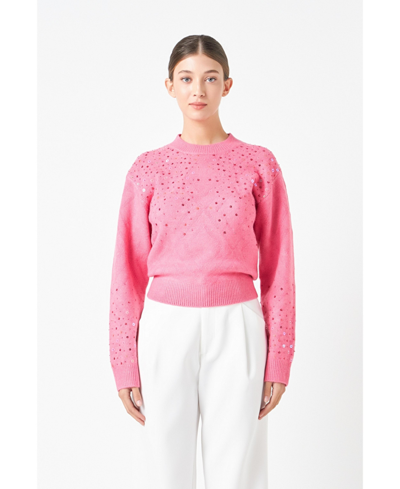 Shop Endless Rose Women's Sequins Knit Sweater In Pink
