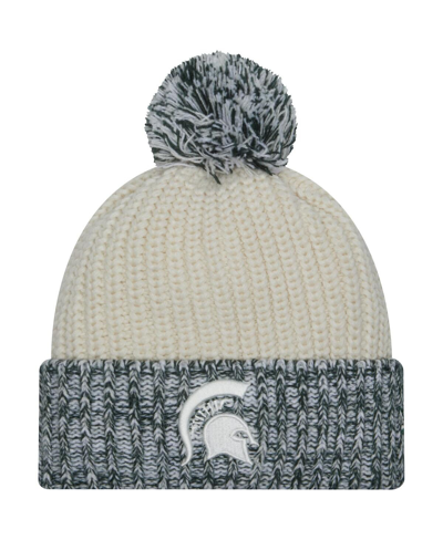 Shop New Era Women's  Cream Michigan State Spartans Fresh Cuffed Knit Hat With Pom