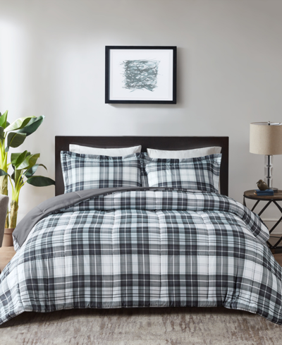 Shop Madison Park Essentials Parkston Reversible 3-pc. Comforter Set, Full/queen In Black,white