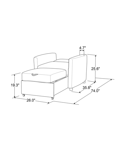 Serta Ivar 36" Convertible Chair In Ivory