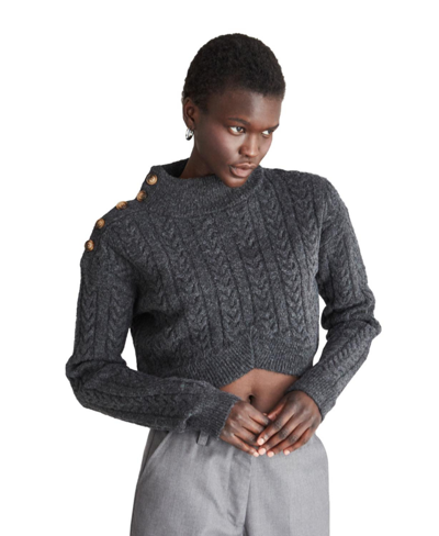 Shop Crescent Women's Oliva Mock Neck Crop Sweater In Charcoal