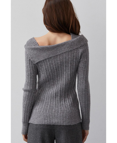 Shop Crescent Women's Shanie Off Shoulder Brushed Sweater Top In Grey + Heather Grey