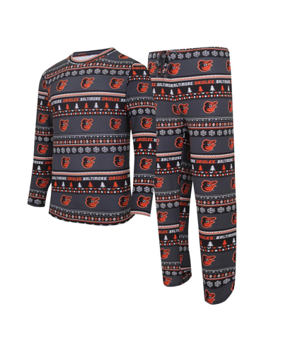Shop Concepts Sport Men's  Black Baltimore Orioles Knit Ugly Sweater Long Sleeve Top And Pants Set
