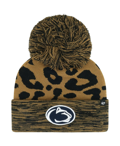Shop 47 Brand Women's ' Brown Penn State Nittany Lions Rosette Cuffed Knit Hat With Pom