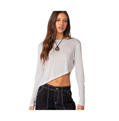 Shop Edikted Women's Asymmetric Long Sleeve T Shirt In White