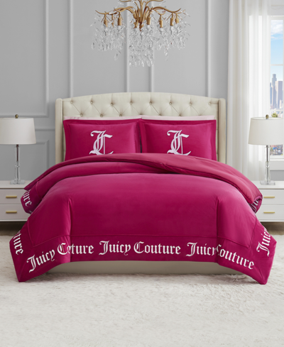 Shop Juicy Couture Reversible Velvet Comforter Set, Twin/twin Xl In Hot Pink