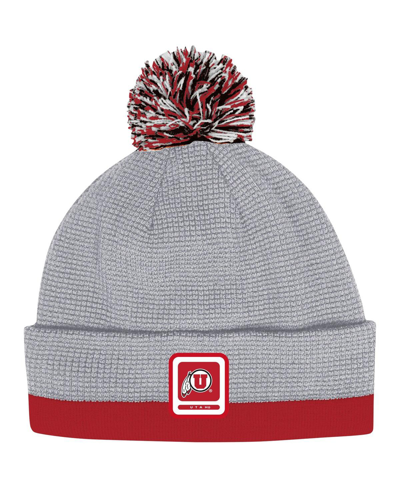 Shop Under Armour Men's  Gray Utah Utes 2023 Sideline Performance Cuffed Knit Hat With Pom