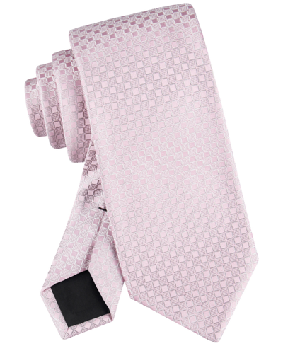 Shop Calvin Klein Men's Checkered Geo-print Tie In Dusty Pink