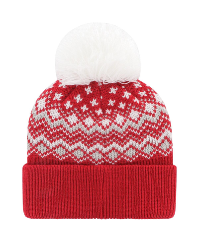 Shop 47 Brand Women's ' Scarlet Ohio State Buckeyes Elsa Cuffed Knit Hat With Pom