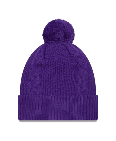 Shop New Era Women's  Purple Minnesota Vikings Cabled Cuffed Knit Hat With Pom