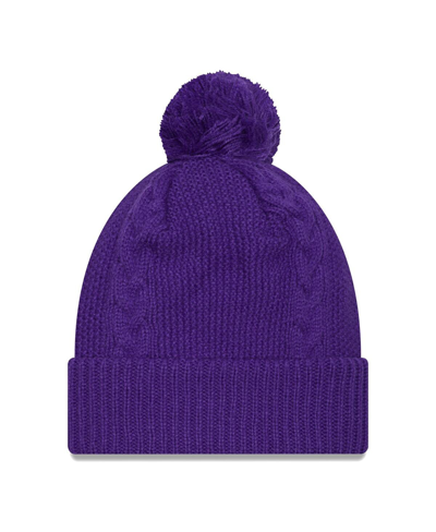 New Era Women's  Purple Minnesota Vikings Cabled Cuffed Knit Hat With Pom In Purple