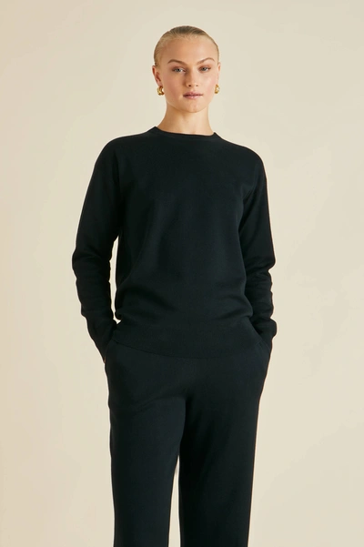 Shop Olivia Von Halle Carmel Berlin Black Tracksuit In Silk-cashmere