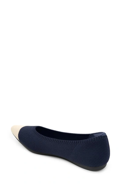 Vivaia Aria 5.0 Pointed Toe Flat In Navy/ Almond Tip