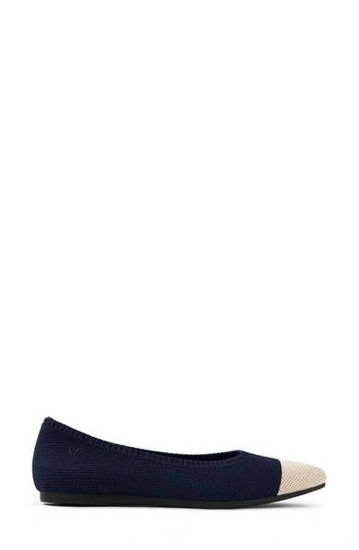 Vivaia Aria 5.0 Pointed Toe Flat In Navy/ Almond Tip