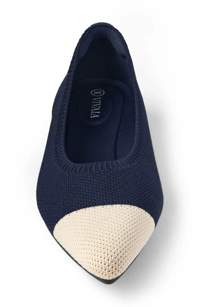 Vivaia Aria 5.0 Pointed Toe Flat In Navy/ Almond Tip