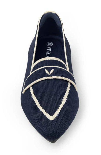 Shop Vivaia Amelia Pointed Toe Loafer Flat In Navy