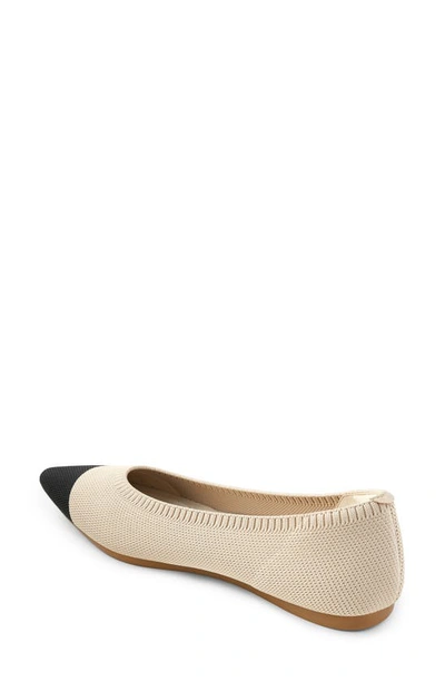 Shop Vivaia Aria 5º Pointed Toe Flat In Almond/ Black Tip