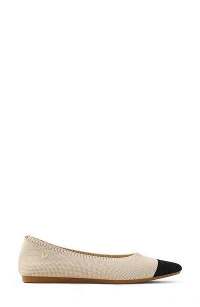 Shop Vivaia Aria 5º Pointed Toe Flat In Almond/ Black Tip