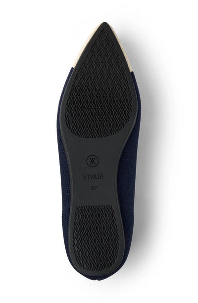 Shop Vivaia Aria 5º Pointed Toe Flat In Navy/ Almond Tip
