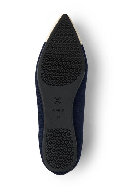 Vivaia Aria 5.0 Pointed Toe Flat In Navy/ Almond Tip