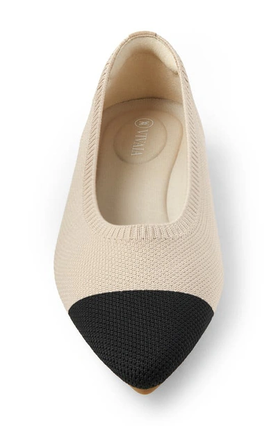 Shop Vivaia Aria 5º Pointed Toe Flat In Almond/ Black Tip