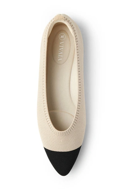 Vivaia Aria 5.0 Pointed Toe Flat In Almond/ Black Tip