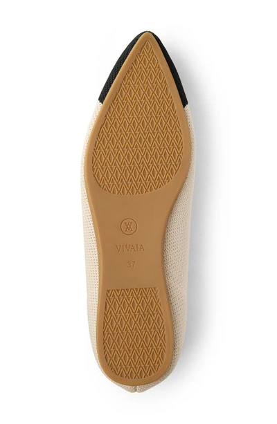 Shop Vivaia Aria 5º Pointed Toe Flat In Almond/ Black Tip