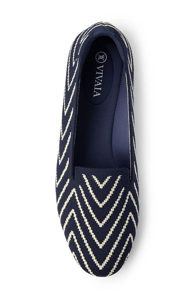 Shop Vivaia Audrey Knit Flat In Navy V-print