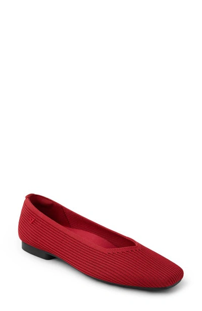Shop Vivaia Margot 2.0 Square Toe Flat In Ruby Red
